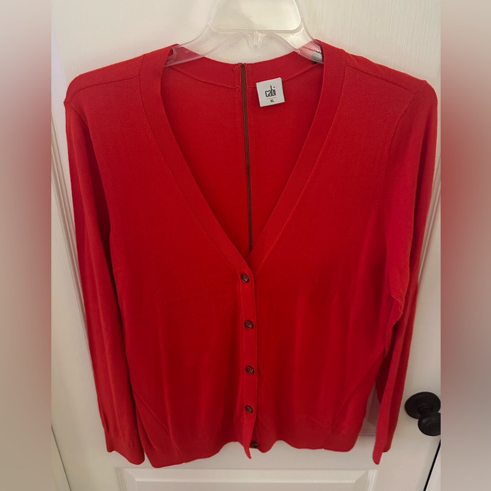 CAbi Red Button-Up Cardigan XL